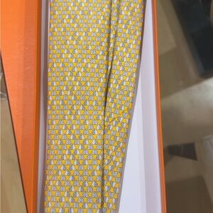 Hermes Yellow and Gray Patterned Tie
